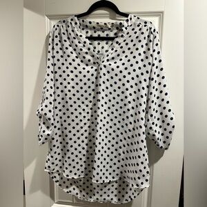 Liberty Love Polka Dot Blouse White and Navy Blue